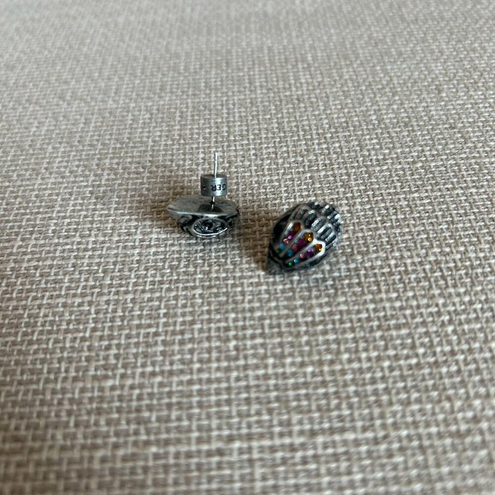 Kurt Geiger London Signature Eagle Rhinestone Stud Earrings Silver Tone - Picture 4 of 4